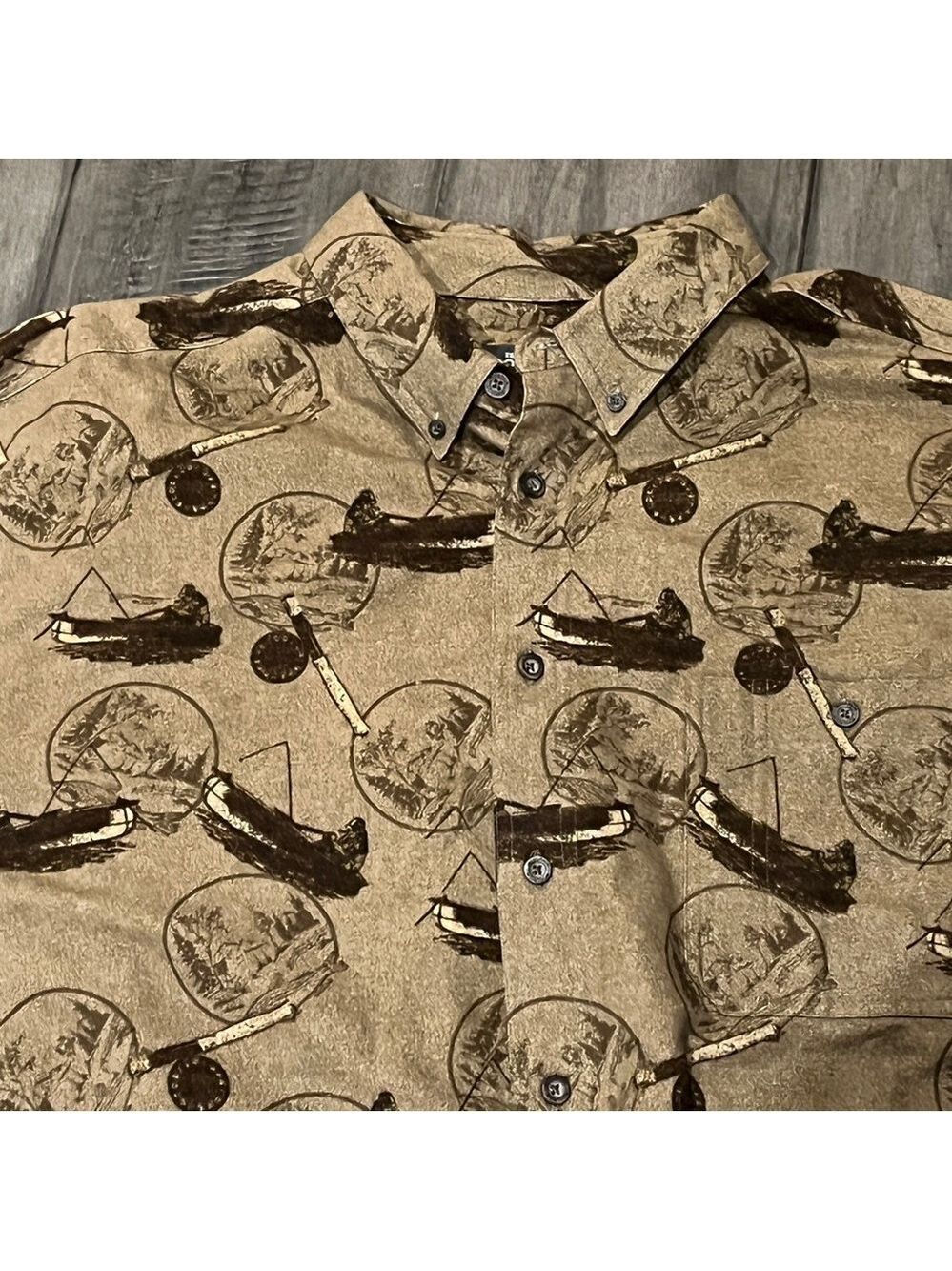 Woolrich Dark Wheat Fisherman Cotton Long Sleeve Shirt - Size 2XL